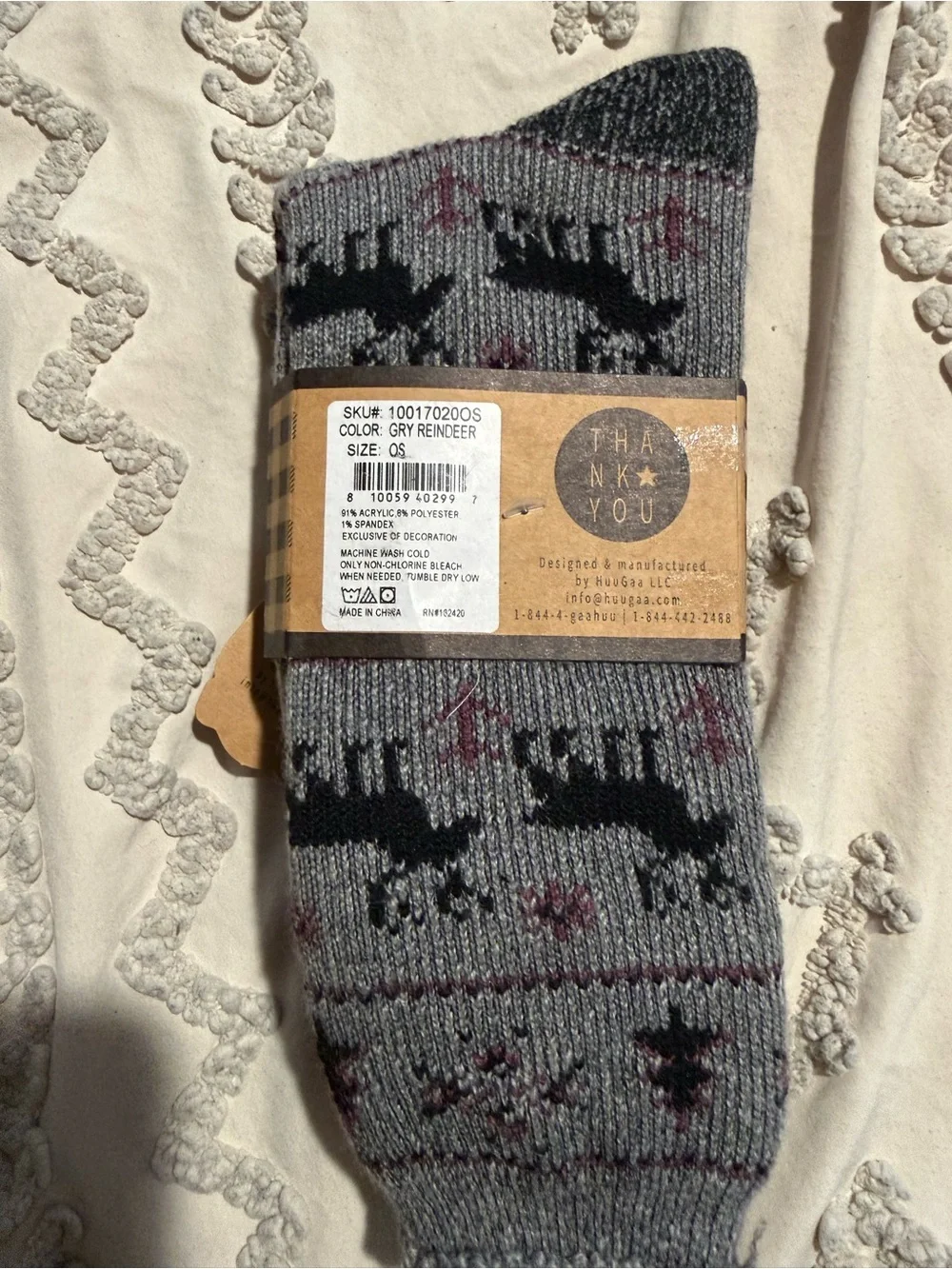 4/$16 Thermal Gray Moose Pattern Socks - Chill Guard